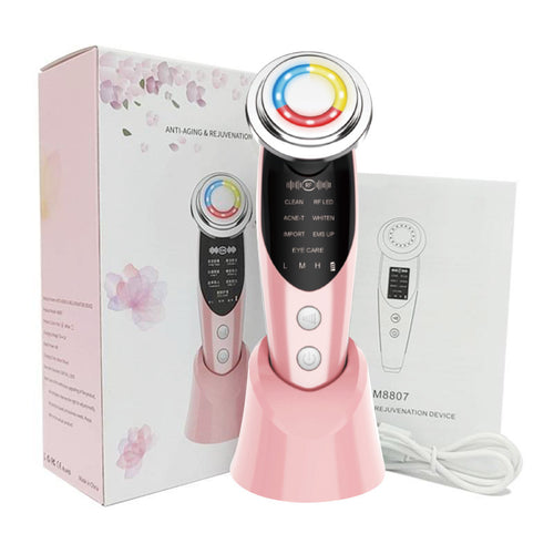 Dispositivo Facial 7-en-1 — Limpieza + Masaje + EMS + LED